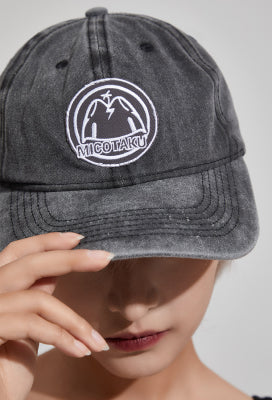 Micotaku Black Washed Denim Baseball Cap - One Size