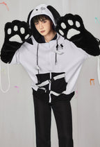 Micotaku Dog Paw Hoodie Black And White Dog Paw Design Outfit - L/XL