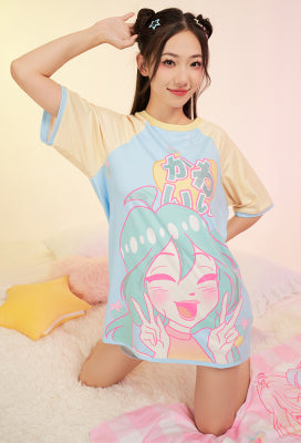 Officially Licensed Winx Club Costume Loungewear | Bloom Printed Short Sleeves Crew Neck T-shirt Dress - Women XL