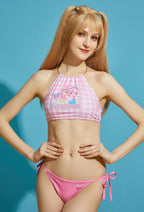 Officially Licensed Winx Club Costume Sweet Friendship Cute Pink Lattice Split Swimsuit - Women S