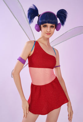 Officially Licensed Winx Club Musa Cosplay Halloween Fairy Costume Red Tops and Skirt with Fairy Wings - Women M