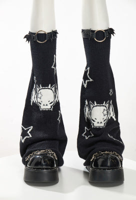 Gothic Skeleton Bat Knit Leg Warmers| Kawaii Punk Street Style - One Size