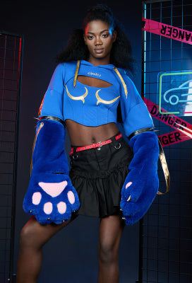 Officially Licensed Street Fighter 6 Chun-Li Furry Paw Hoodie - Women S