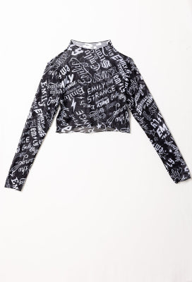 Emily the Strange Emily's Dark Rebellion Long Sleeves Print Swimsuit Cover Up - Women XL