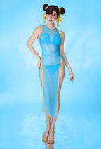 Officially Licensed Street Fighter Classic Chun-Li Inspired Two-Piece Swimsuit - Women M