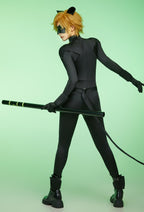 Officially Licensed Miraculous Cat Noir Cosplay Costume Polyester Jumpsuit for Halloween Costume - L