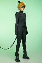 Officially Licensed Miraculous Cat Noir Cosplay Costume Polyester Jumpsuit for Halloween Costume - XL