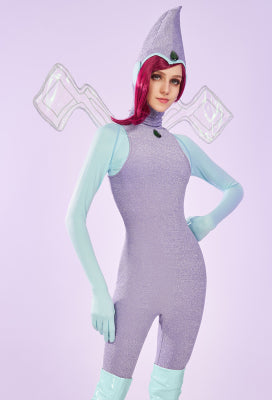 Officially Licensed Winx Club Tecna Cosplay Halloween Fairy Costume | Light Purple Bodysuit with Fairy Wings and Hat - Women M