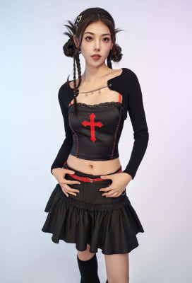 Micotaku Black Fitted Knit Cardigan Daily Outwear - S/M