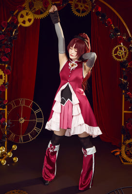 Officially Licensed Puella Magi Madoka Magica Costume Kyoko Sakura Cosplay Battle Dress Set - Women M