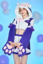 [Officially Licensed] Goodnight Pajamals x Micotaku Cow Momo Plush Paw Hoodie Skirt Set Daily Wear - Women L