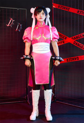 Officially Licensed Street Fighter Classic Chun-Li Pink Cosplay Costume Halloween Costume - Women S