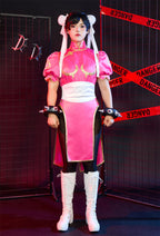 Officially Licensed Street Fighter Classic Chun-Li Pink Cosplay Costume Halloween Costume - Women S