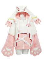 Officially Licensed Puella Magi Madoka Magica Kyubey Paw Hoodie - S/M