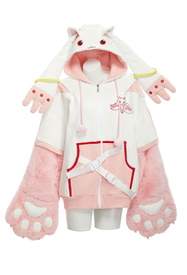 Officially Licensed Puella Magi Madoka Magica Kyubey Paw Hoodie - S/M