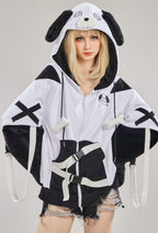 Micotaku Dog Paw Hoodie Black And White Dog Paw Design Outfit - S/M
