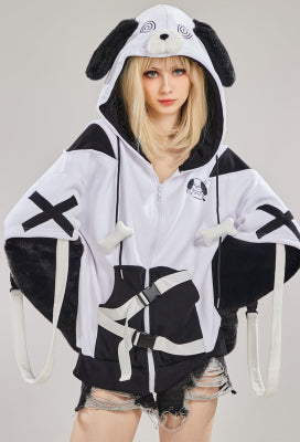 Micotaku Dog Paw Hoodie Black And White Dog Paw Design Outfit - S/M