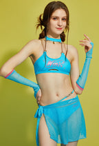 Officially Licensed Winx Club Bloom Costume Swimsuit | Two Piece Bikini Set Sarong and Sleeves Bathing Suit - Women XL