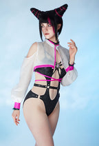 Officially Licensed Street Fighter 6 Juri Inspired One-Piece Swimsuit - Women M