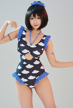 [Officially Licensed] Fluffy Cloud Women Dark Black Purple Cloud Cutout One Piece Swimsuit - Women M