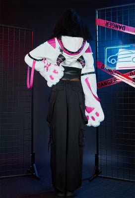 Officially Licensed Street Fighter 6 Juri Furry Paw Hoodie - Women S