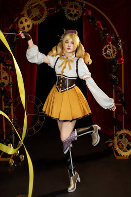 Officially Licensed Puella Magi Madoka Magica Costume Mami Tomoe Cosplay Battle Dress Set - Women L