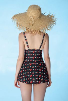 Officially Licensed Strawberry Shortcake × Micotaku Retro Polka Dot Swim Dress - Women L