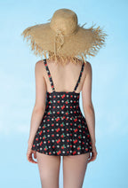 Officially Licensed Strawberry Shortcake × Micotaku Retro Polka Dot Swim Dress - Women L