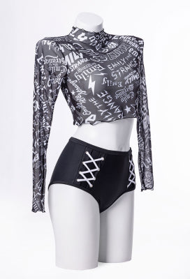 Emily the Strange Emily's Dark Rebellion Long Sleeves Print Swimsuit Cover Up - Women L