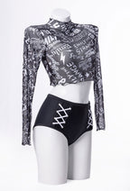 Emily the Strange Emily's Dark Rebellion Long Sleeves Print Swimsuit Cover Up - Women L