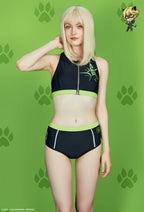 Officially Licensed Miraculous Ladybug Costume Kwami Plagg Printed Two-Piece Swimsuit - Women L