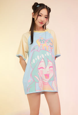 Officially Licensed Winx Club Costume Loungewear | Bloom Printed Short Sleeves Crew Neck T-shirt Dress - Women L