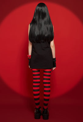 [Officially Licensed] Emily the Strange Emily Cosplay Costume Cat Print Dress for Halloween - Women XL