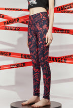 [Officially Licensed] Emily the Strange Micotaku Emily High Waist Leggings Stretchy Black Red Women - Women XL