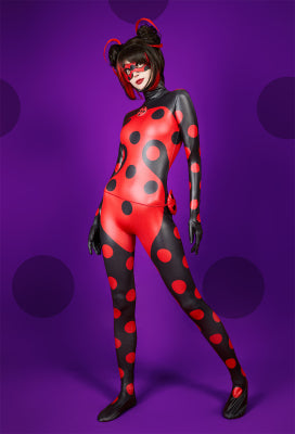 Officially Licensed Miraculous Shadybug Cosplay Costume | Jumpsuit for Halloween Costume - Women L