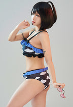 [Officially Licensed] Fluffy Cloud Women Dark Black Purple Cloud Ruffles Two Piece Swimsuit - Women XL