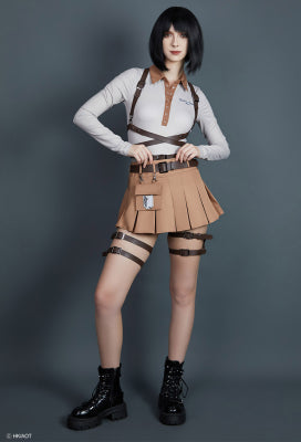 Official Licensed Attack on Titan Cosplay Survey Corps Polo+Skirt Set Costume - Women XL