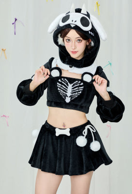 Micotaku Black and White Demon Dog Skull Plush Set - Women S