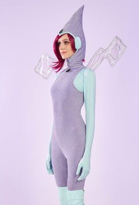 Officially Licensed Winx Club Tecna Cosplay Halloween Fairy Costume | Light Purple Bodysuit with Fairy Wings and Hat - Women XL