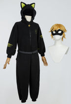 Officially Licensed Miraculous Cat Noir Fleece Onesie Pajamas - L/XL