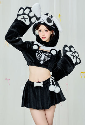 Micotaku Black and White Demon Dog Skull Plush Set - Women L