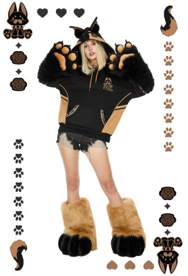 Micotaku German Shepherd Black Paw Hoodie Daily Wear - S/M