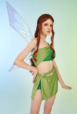 Officially Licensed Winx Club Layla Aisha Cosplay Halloween Fairy Costume | Green Tops & Skirt with Fairy Wings - Women L