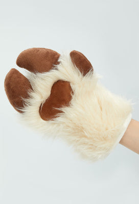 Micotaku Sheep Paw Gloves Fursuit Accessory Brown and White Plush Paws - One Size