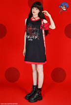 Officially Licensed Miraculous Ladybug Costume Dress | Women's Off-Shoulder Summer Dress with Short Sleeves - Women L