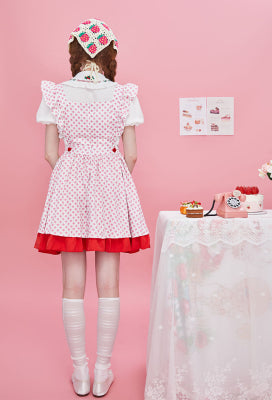 [Officially Licensed] Strawberry Shortcake x Micotaku Dress Vintage Country Style Sleeveless Dress - Women L
