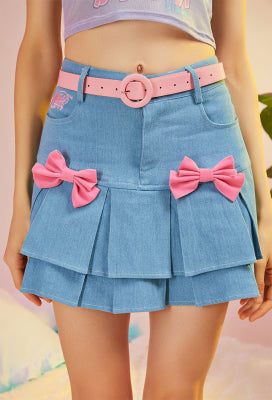 Officially Licensed Winx Club Costume Mini Skirt Y2K | High Waist Blue Denim Casual Fitted Hem Layered Skirt - Women L