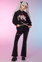 Officially Licensed Winx Club Winx Girls Print Hoodie Long Sleeved Black Daily Wear - L/XL