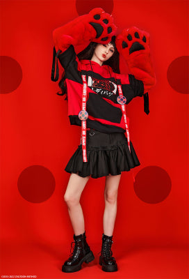 Officially Licensed Miraculous Ladybug Costume Hoodie | Marinette Paw Print Daily Wear - L/XL