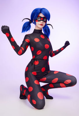 Officially Licensed Miraculous Ladybug Miss Fortune Cosplay Costume | Dark Ladybug Marinette Bodysuit for Halloween Costume - Women XL